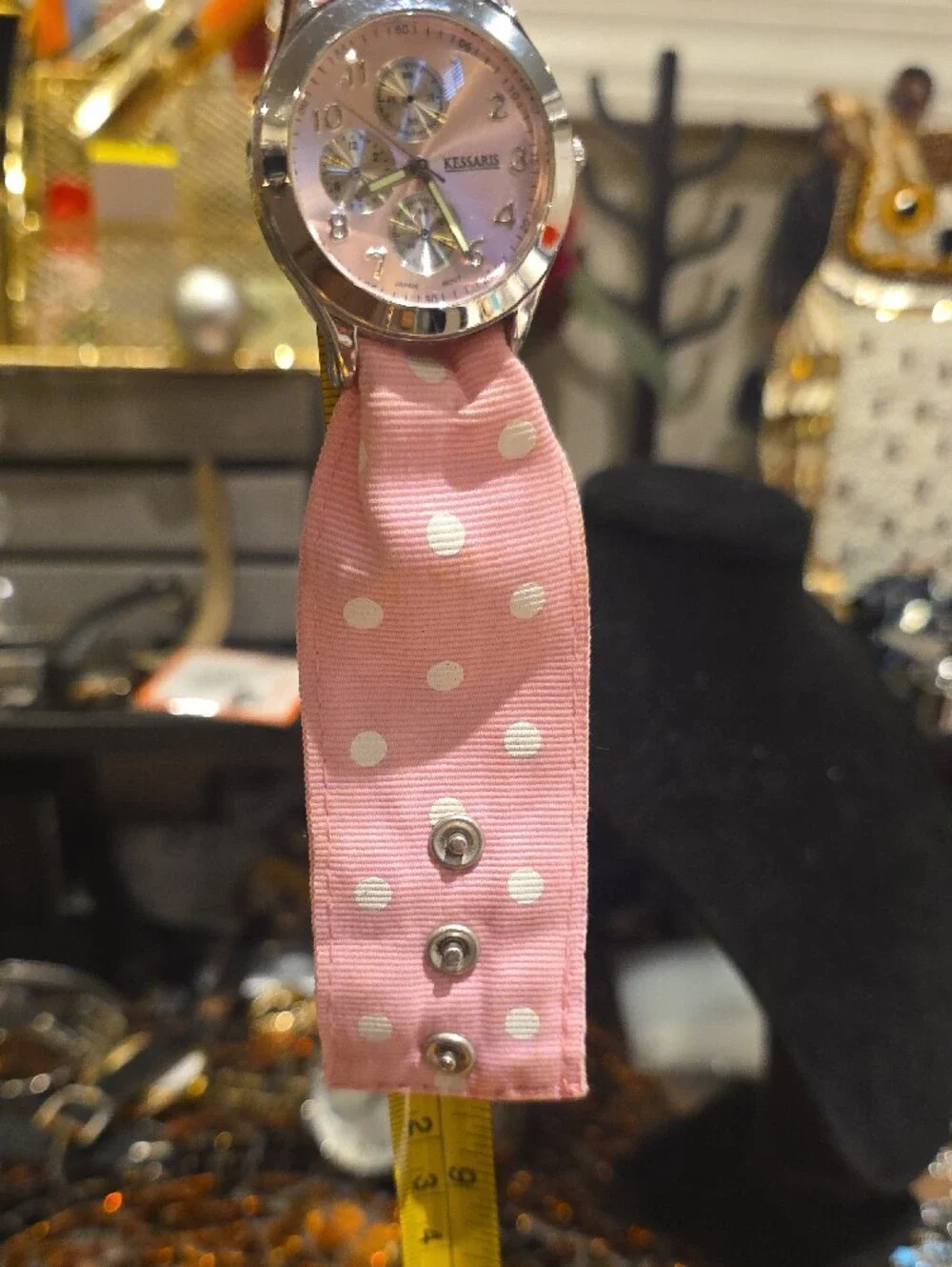 Kessaris Pink Polka Dot Kids Watch